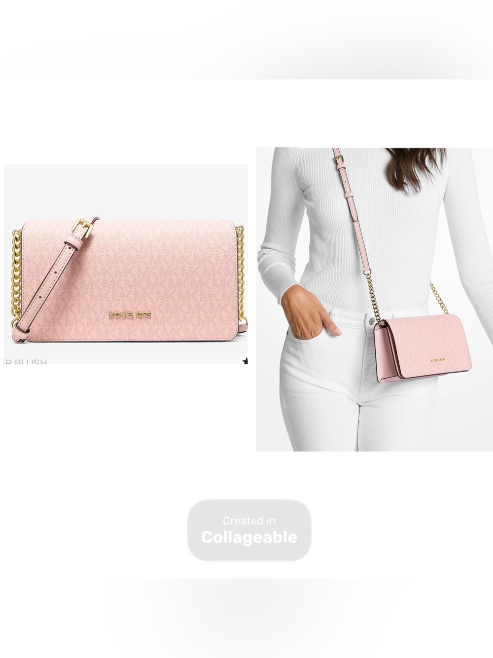 MICHAEL Michael Kors Blush Pink Golden Chain-Trim Crossbody Bag